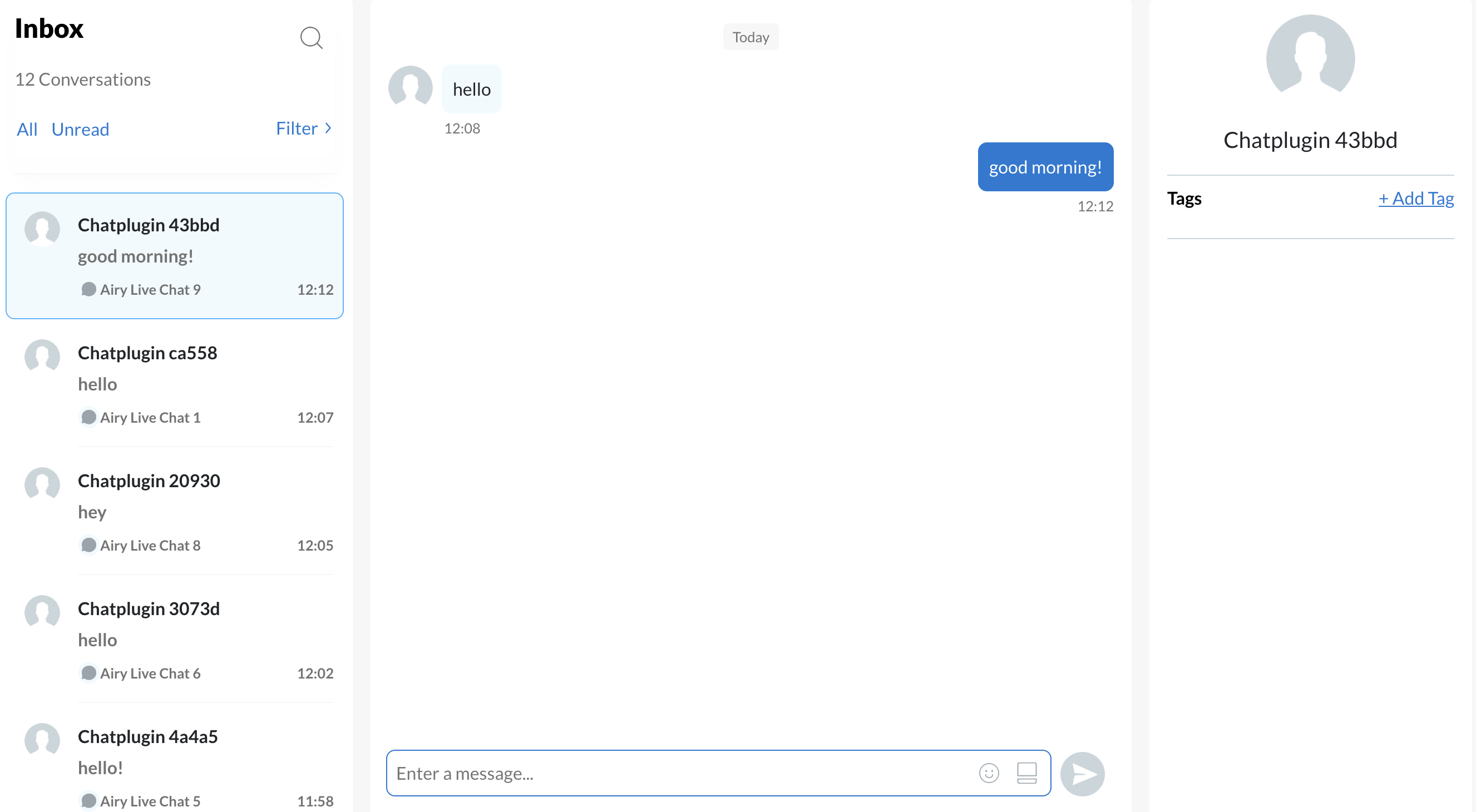 conversations list UI