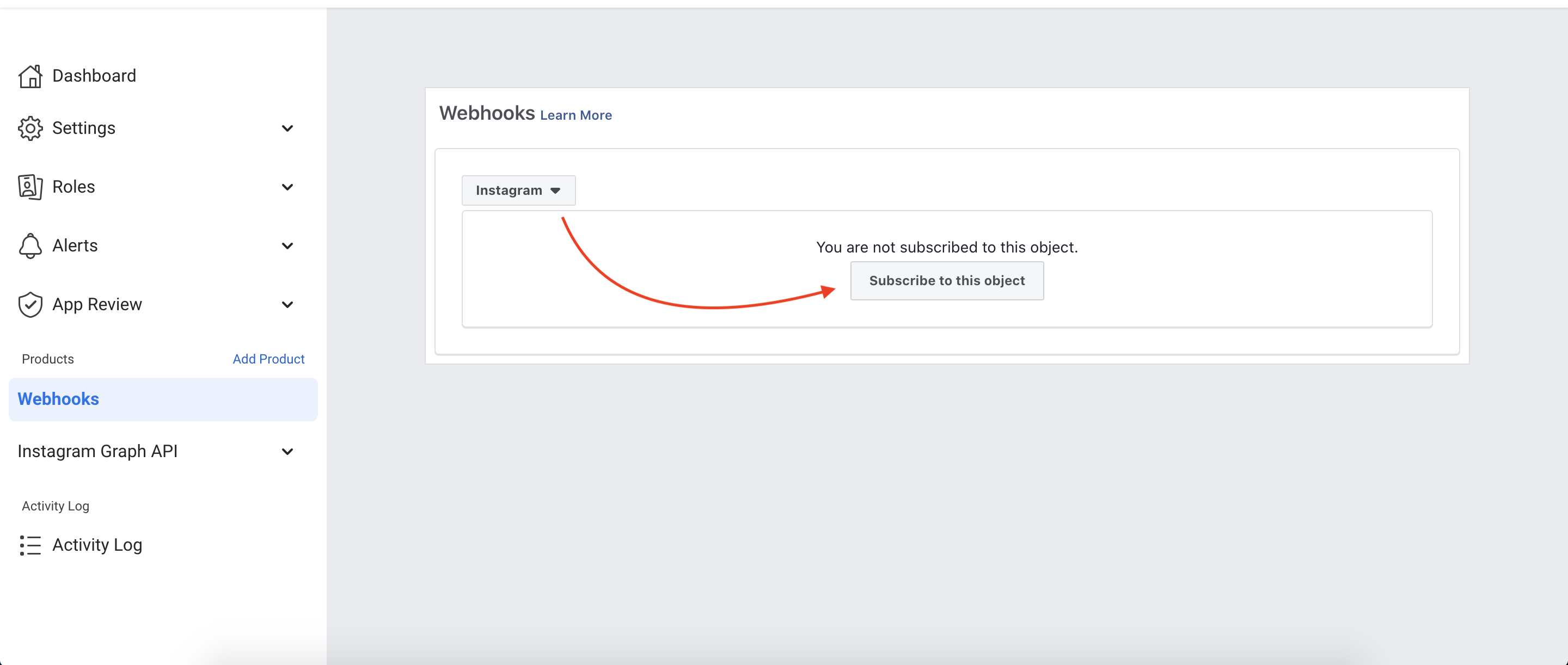 Instagram webhook