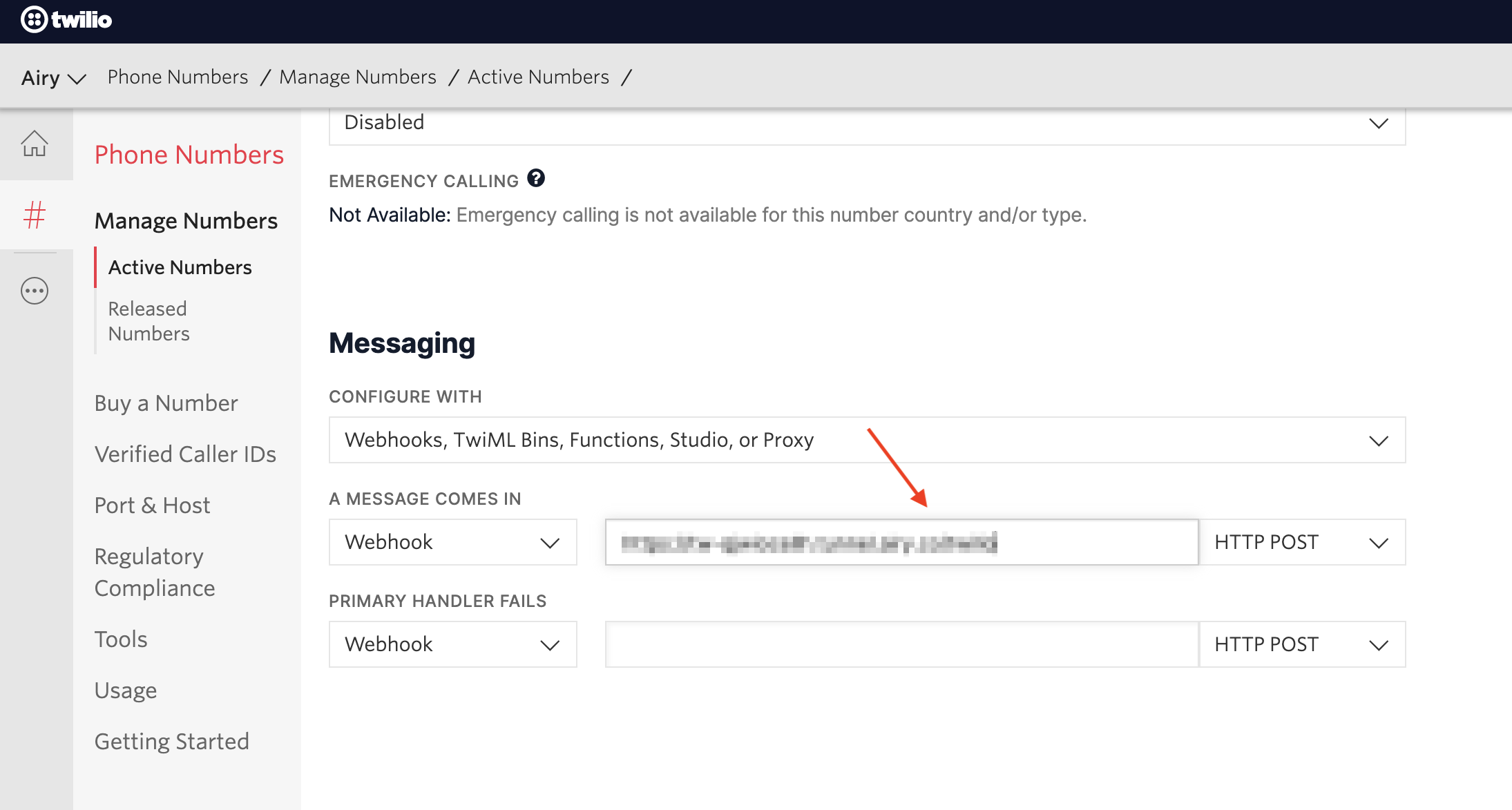 Twilio webhook