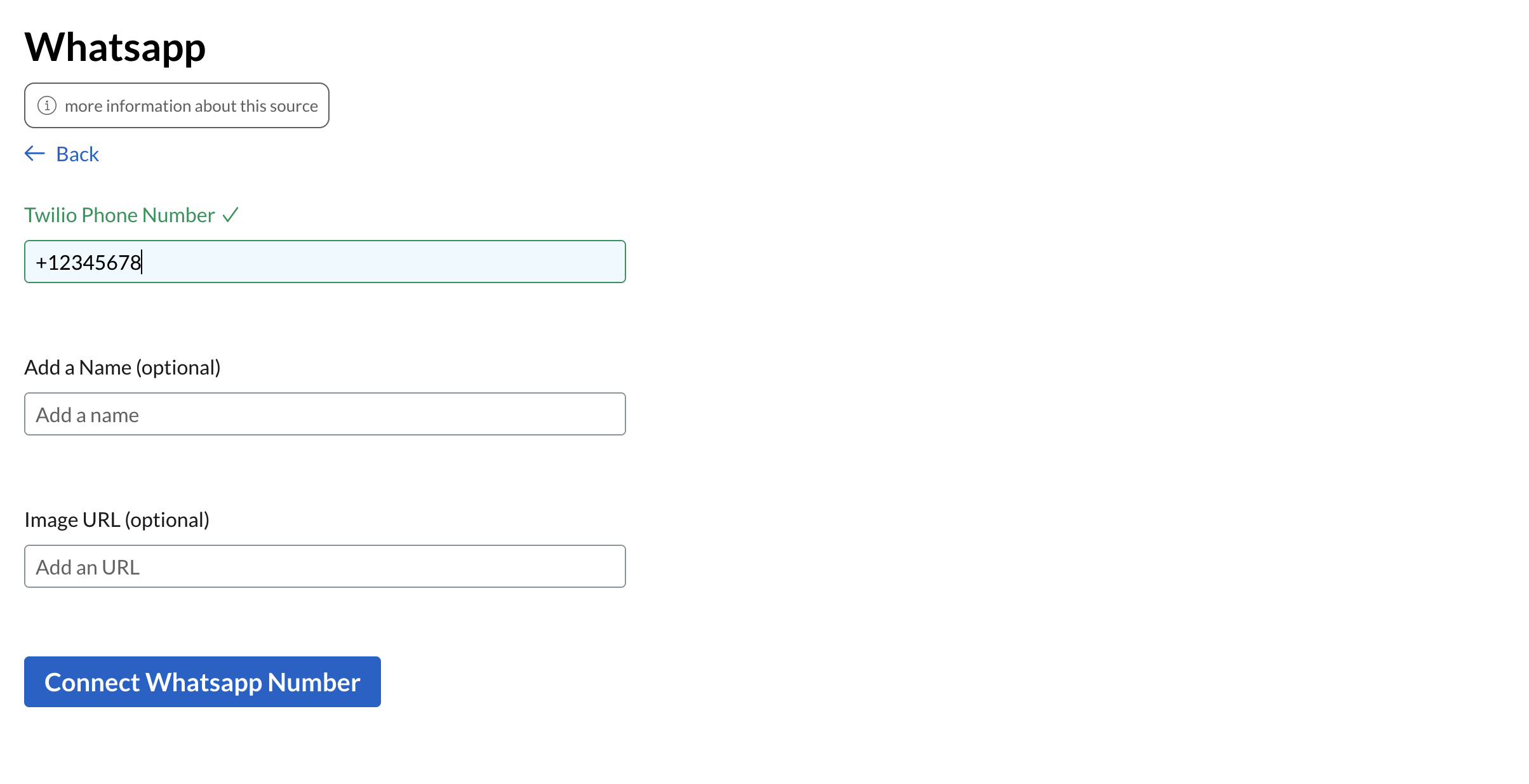 WhatsApp connect form
